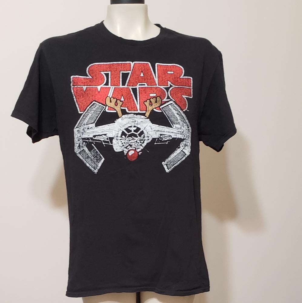 Christmas Star Wars black tee, M